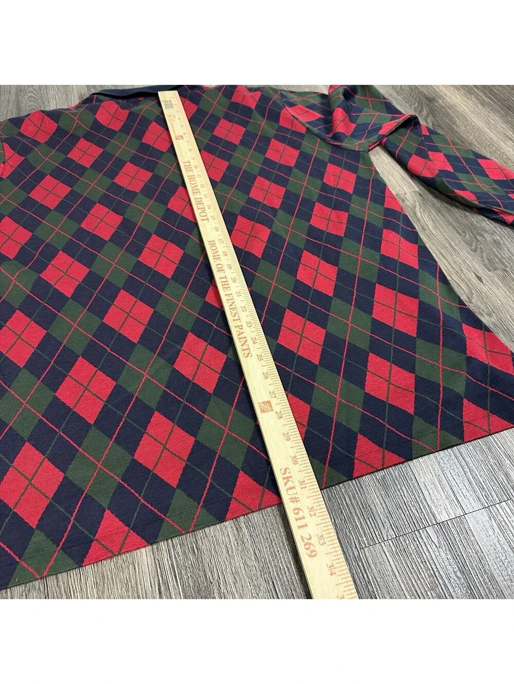 VTG Polo Ralph Lauren Polo Mens XL Red Argyle Long Sleeve Retro 90's USA Rugby
